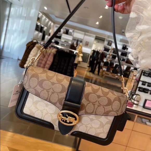 Coach Handbags - Coach Georgie Shoulder Bag In Blocked Signature Canvas